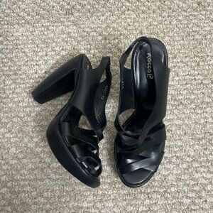 Rocco P. Women's Black Strappy Slip On Slingback Open Toe Heels Size 36